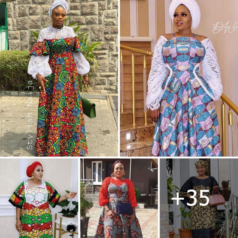 35 Photos: Beautiful Lace and Ankara Infusion Bubu Kaftan Styles