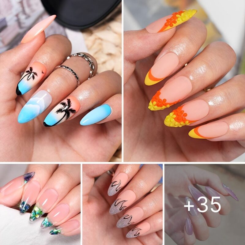 35 Elegant and Chic Almond Acrylic Nails for Summer Nails Designs 2023