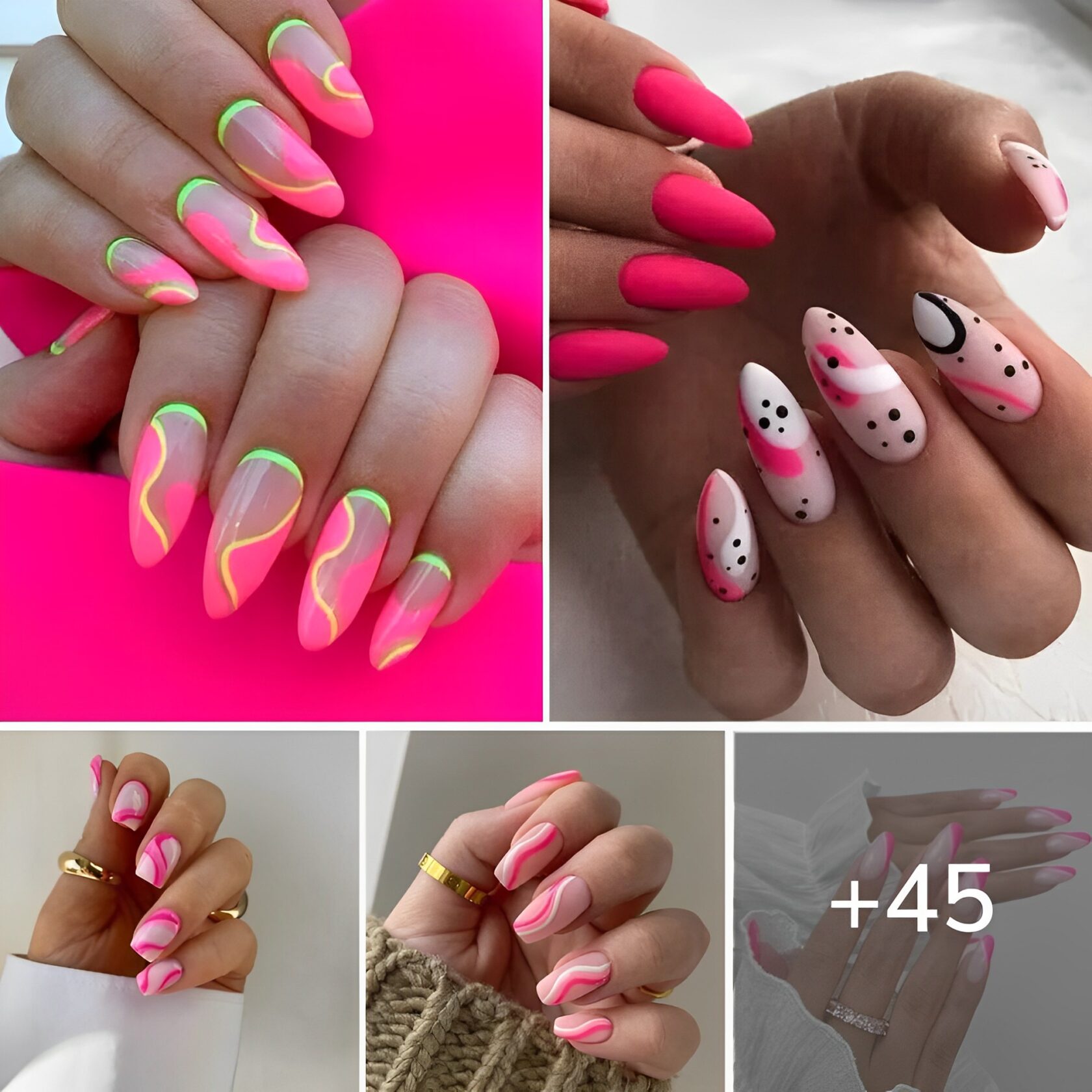 45+ Neon Hot Pink Nails To Try Out