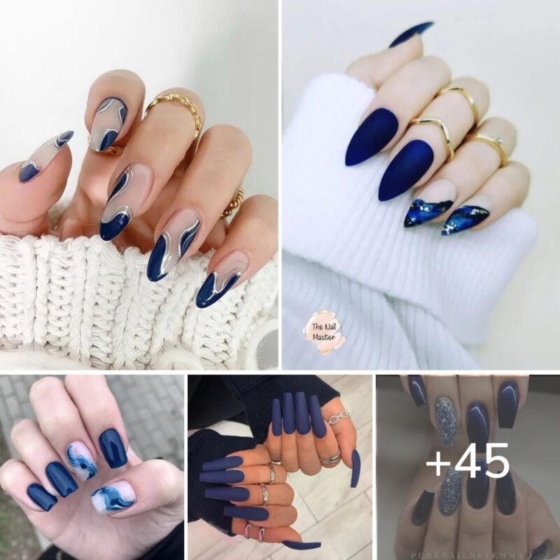 45+ Stunning Navy Blue Nails To Try Right Now