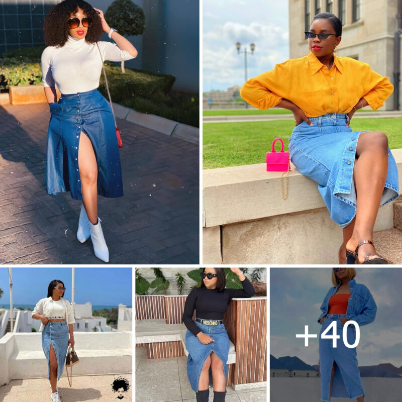 +40 PHOTOS: Blue Slipped Denim Skirt Outfit Ideas โ Casual & Cool Looks
