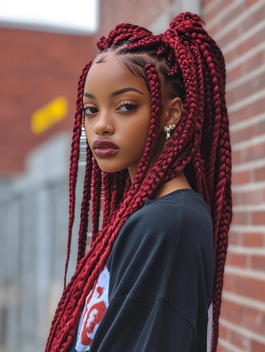 Bold and Trendy Burgundy Box Braids Ideas for Every Hair Type and Style