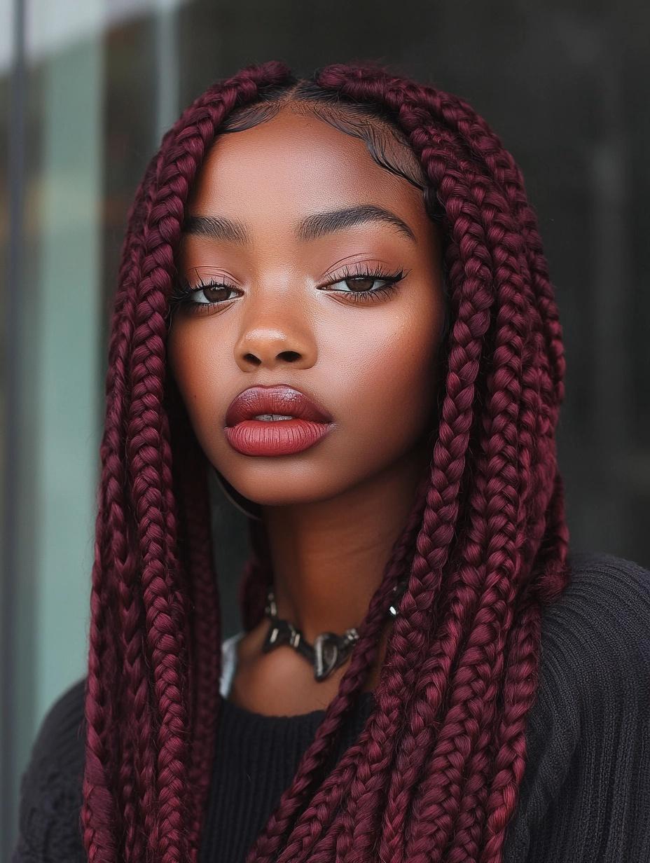 Bold and Trendy Burgundy Box Braids Ideas for Every Hair Type and Style