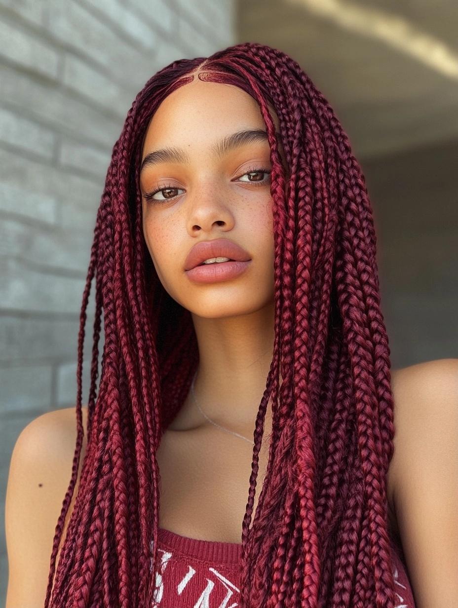 Bold and Trendy Burgundy Box Braids Ideas for Every Hair Type and Style