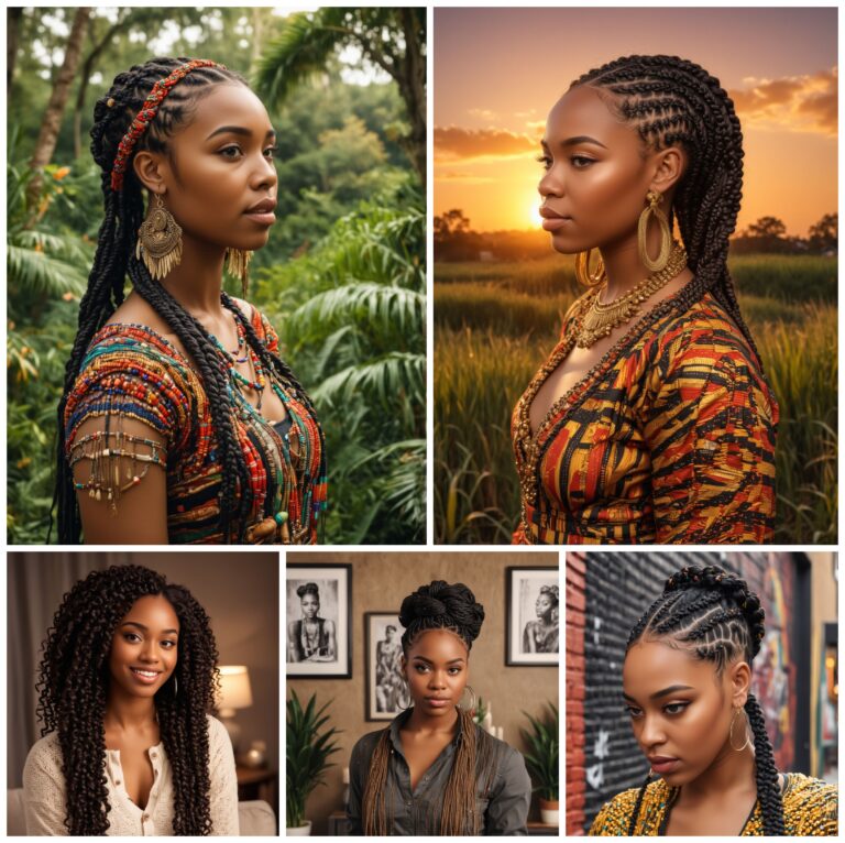 Beautifully braided hairstyles that blend tradition and modern elegance, perfect for any woman looking to express her unique style with intricate details.